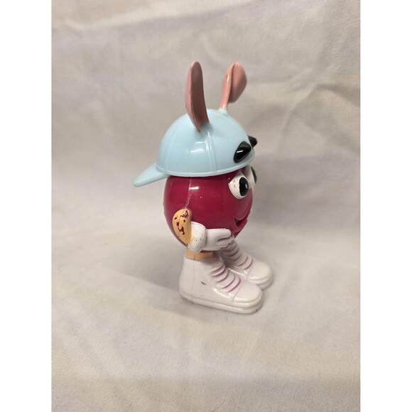 Vintage M & Ms Pink Mini Easter Candy Figure Container Blue Hat W/ Pink Bunny - Picture 5 of 6